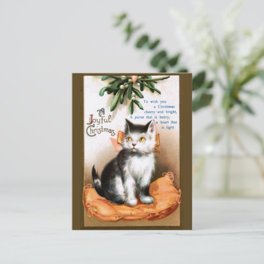 Ellen H. Clapsaddle: Kat onder Mistletoe Briefkaart (Staand voorkant)