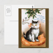 Ellen H. Clapsaddle: Kat onder Mistletoe Briefkaart (Voorkant / Achterkant)