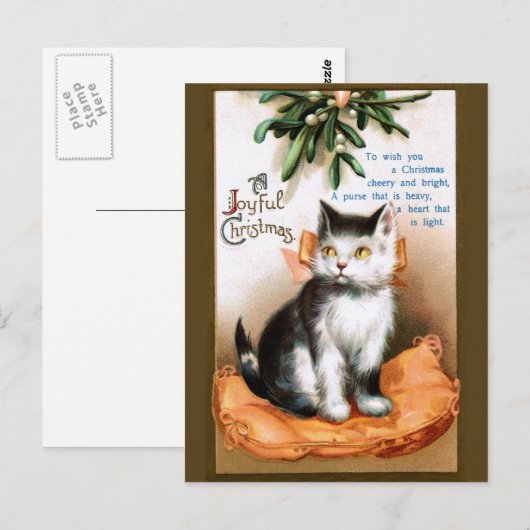 Ellen H. Clapsaddle: Kat onder Mistletoe Briefkaart (Voorkant / Achterkant)
