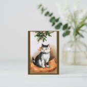 Ellen H. Clapsaddle: Kat onder Mistletoe Visitekaartje (Staand voorkant)