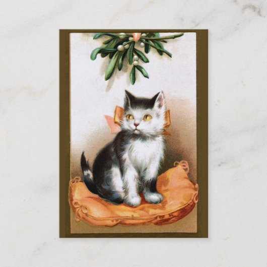 Ellen H. Clapsaddle: Kat onder Mistletoe Visitekaartje (Voorkant)
