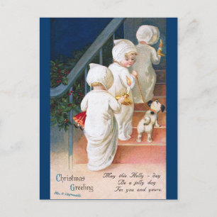 Ellen H. Clapsaddle: Kerstavond Toddler Girls Feestdagenkaart