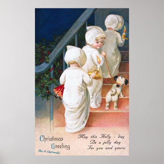 Ellen H. Clapsaddle: Kerstavond Toddler Girls Poster (Voorkant)