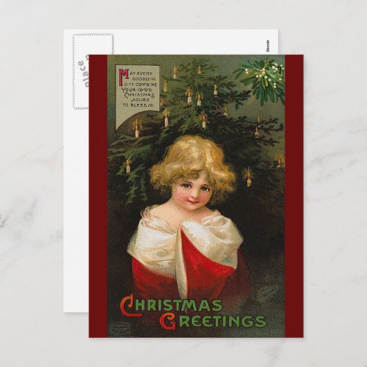 Ellen H. Clapsaddle - Kerstmeisje Feestdagenkaart (Voorkant / Achterkant)