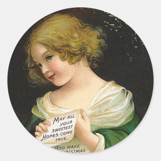 Ellen H. Clapsaddle - Kerstmeisje met brief Ronde Sticker (Voorkant)