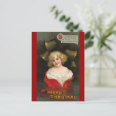 Ellen H. Clapsaddle - Kerstmeisje met cellen Feestdagenkaart (Staand voorkant)