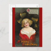 Ellen H. Clapsaddle - Kerstmeisje met cellen Feestdagenkaart (Voorkant / Achterkant)