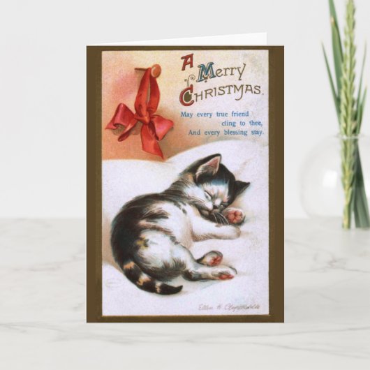 Ellen H. Clapsaddle: Kerstmis Kitten Feestdagen Kaart (Voorkant)