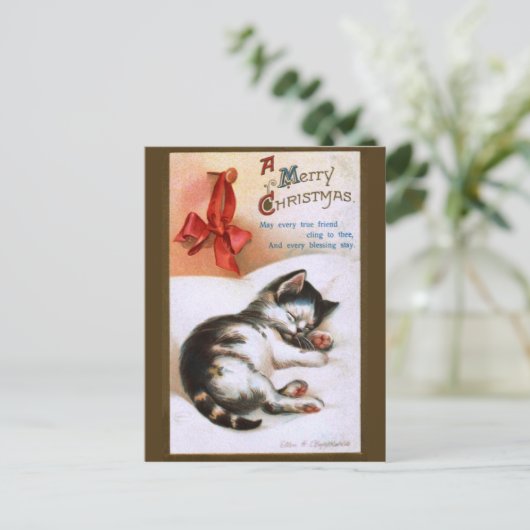 Ellen H. Clapsaddle: Kerstmis Kitten Feestdagenkaart (Staand voorkant)