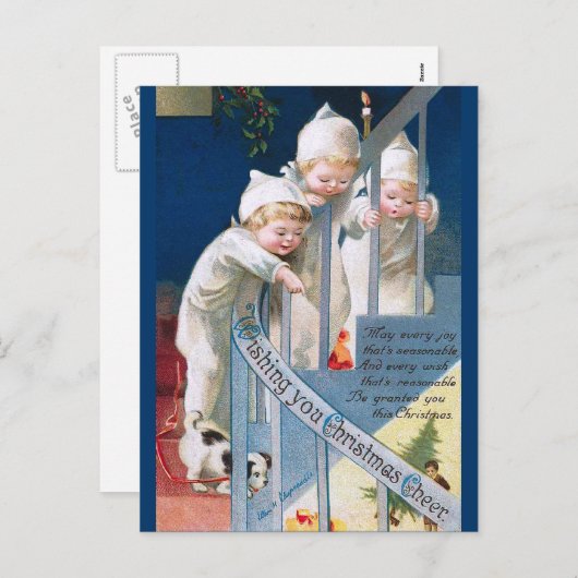 Ellen H. Clapsaddle: Kerstvreugde Feestdagenkaart (Voorkant / Achterkant)