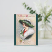 Ellen H. Clapsaddle - Kerstvrouw in het groen Feestdagenkaart (Staand voorkant)