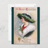 Ellen H. Clapsaddle - Kerstvrouw in het groen Feestdagenkaart (Voorkant / Achterkant)