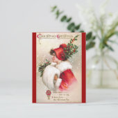 Ellen H. Clapsaddle - Kerstvrouw in het rood Feestdagenkaart (Staand voorkant)