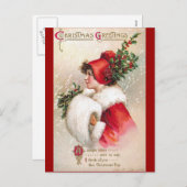 Ellen H. Clapsaddle - Kerstvrouw in het rood Feestdagenkaart (Voorkant / Achterkant)