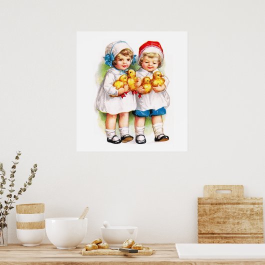 Ellen H. Clapsaddle: Kinderen met stuifmeel Poster (Keuken)