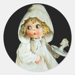 Ellen H. Clapsaddle: Klein meisje met kaars Ronde Sticker