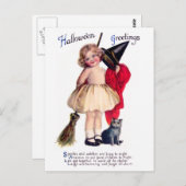 Ellen H. Clapsaddle: Kleine heks met kat Briefkaart (Voorkant / Achterkant)