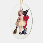 Ellen H. Clapsaddle: Kleine heks met kat Keramisch Ornament (Links)