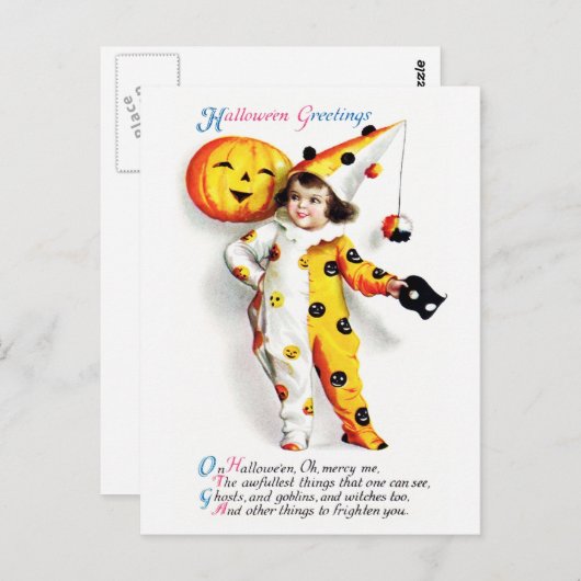 Ellen H. Clapsaddle: Little Halloween Harlequin Briefkaart (Voorkant / Achterkant)