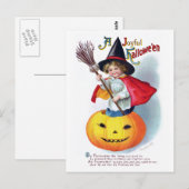 Ellen H. Clapsaddle: Little Pumpkin Witch Briefkaart (Voorkant / Achterkant)