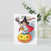 Ellen H. Clapsaddle: Little Pumpkin Witch Briefkaart (Staand voorkant)