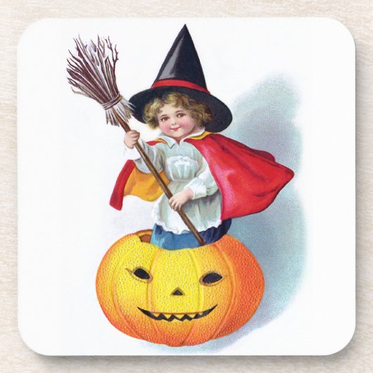 Ellen H. Clapsaddle: Little Pumpkin Witch Onderzetter (Voorkant)