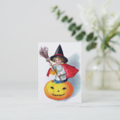 Ellen H. Clapsaddle: Little Pumpkin Witch Visitekaartje (Staand voorkant)