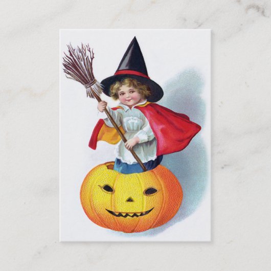 Ellen H. Clapsaddle: Little Pumpkin Witch Visitekaartje (Voorkant)