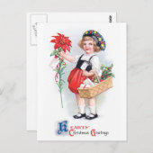 Ellen H. Clapsaddle: Meisje met Poinsettia Briefkaart (Voorkant / Achterkant)