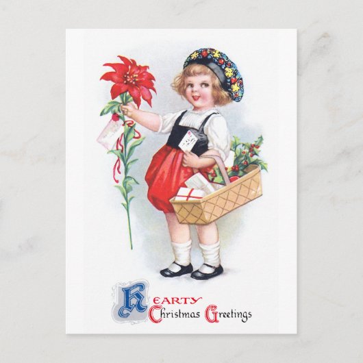 Ellen H. Clapsaddle: Meisje met Poinsettia Briefkaart (Voorkant)