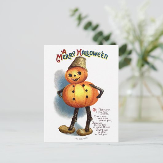 Ellen H. Clapsaddle: Pumpkin Boy Briefkaart (Staand voorkant)
