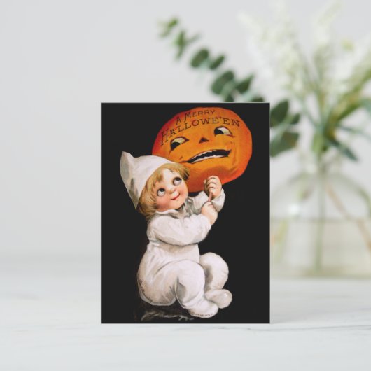 Ellen H. Clapsaddle: Toddler met Pumpkin Briefkaart (Staand voorkant)