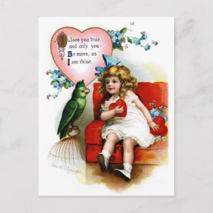 Ellen H. Clapsaddle: Valentijn Girl met Parrot Feestdagenkaart