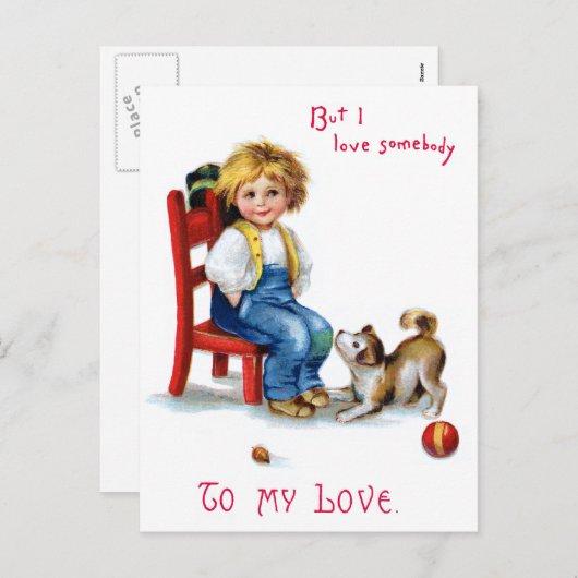 Ellen H. Clapsaddle: Valentijn jongen met hond Feestdagenkaart (Voorkant / Achterkant)