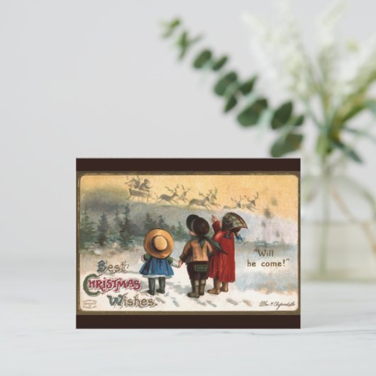 Ellen H. Clapsaddle: Zal hij komen Briefkaart (Staand voorkant)