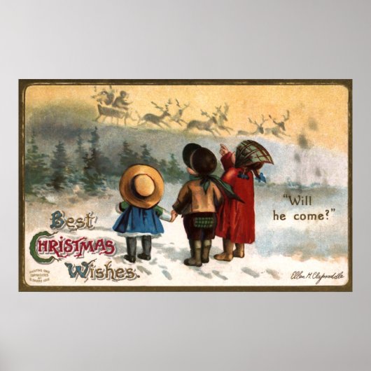 Ellen H. Clapsaddle: Zal hij komen Poster (Voorkant)