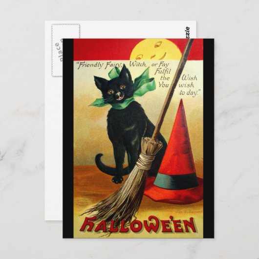 Ellen H. Clapsaddle: Zwarte kat, kamer en Pet Briefkaart (Voorkant / Achterkant)