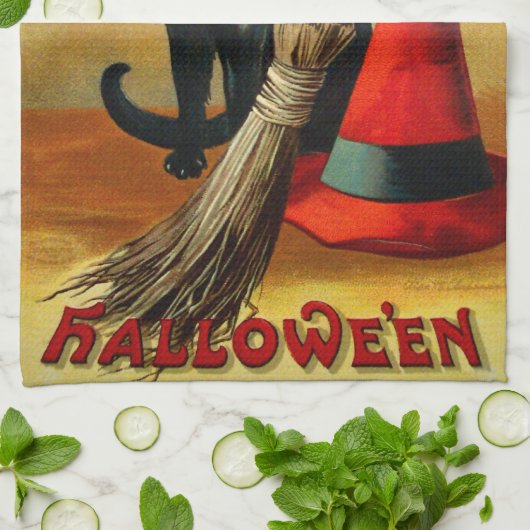 Ellen H. Clapsaddle: Zwarte kat, kamer en Pet Theedoek (Gevouwen)