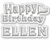 Ellen Happy Birthday silver Aufkleber Sticker (Voorkant)