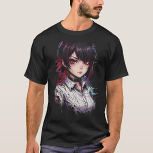 Ellen Joe ZZZ Zwart haar rode highlights haaienhaa T-shirt