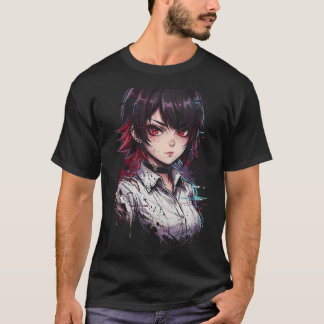 Ellen Joe ZZZ Zwart haar rode highlights haaienhaa T-shirt