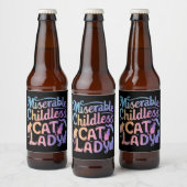 Ellendige kinderloze kattenvrouw bier etiket (Flessen)
