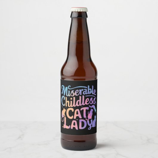 Ellendige kinderloze kattenvrouw bier etiket (Voorkant)