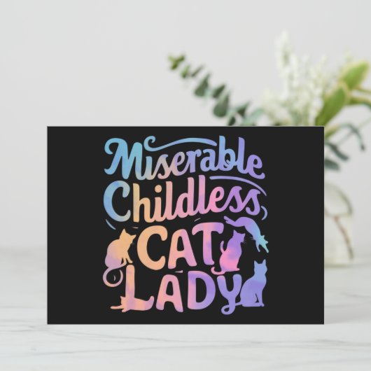 Ellendige kinderloze kattenvrouw kaart (Staand voorkant)