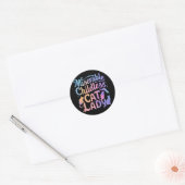 Ellendige kinderloze kattenvrouw ronde sticker (Envelop)