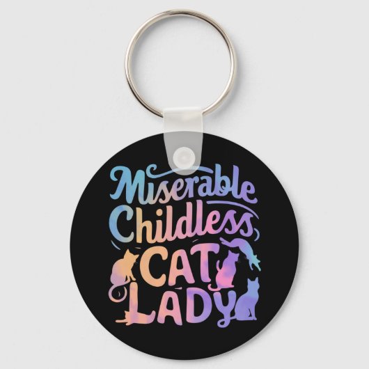 Ellendige kinderloze kattenvrouw sleutelhanger (Voorkant)