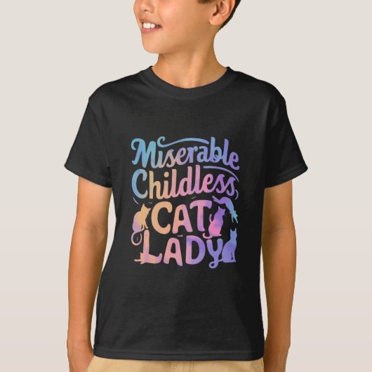 Ellendige kinderloze kattenvrouw t-shirt (Voorkant)
