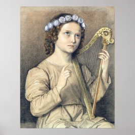 Ellenrieder - Bloemenkind Met Harp Poster