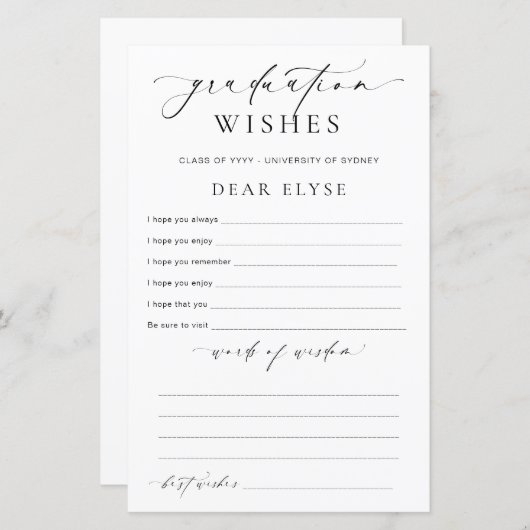 Ellesmere Afstuderen Wishes (Voorkant / Achterkant)