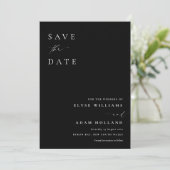 Ellesmere Black Minimalistische bruiloft Save the  Kaart (Staand voorkant)